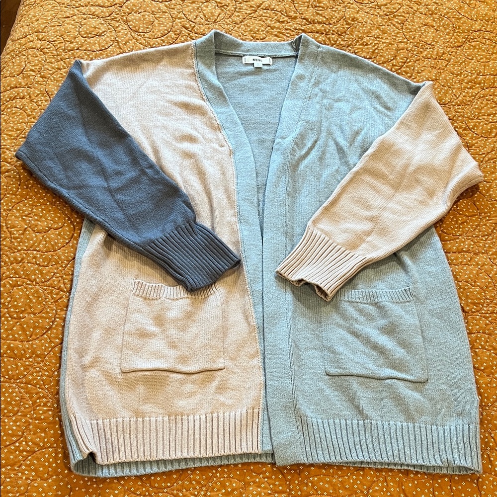 Colorblock Open Front Cardigan